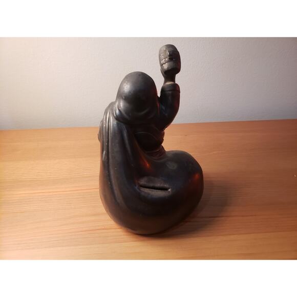 Late 19c Antique Metal Casting Japanese Statue Daikokuten Lucky God Bank - Picture 4 of 7